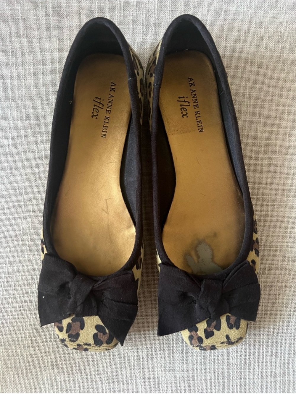 Anne Klein Leopard Ballet Flats, size 7, bow office casual dressy autumn wear